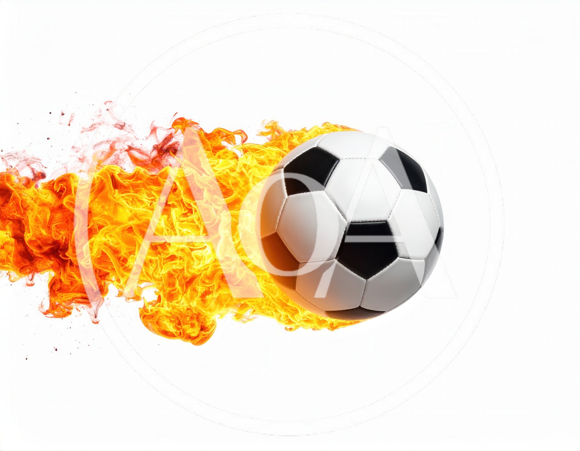 Soccer Ball Flying Through Air With Fiery Trail