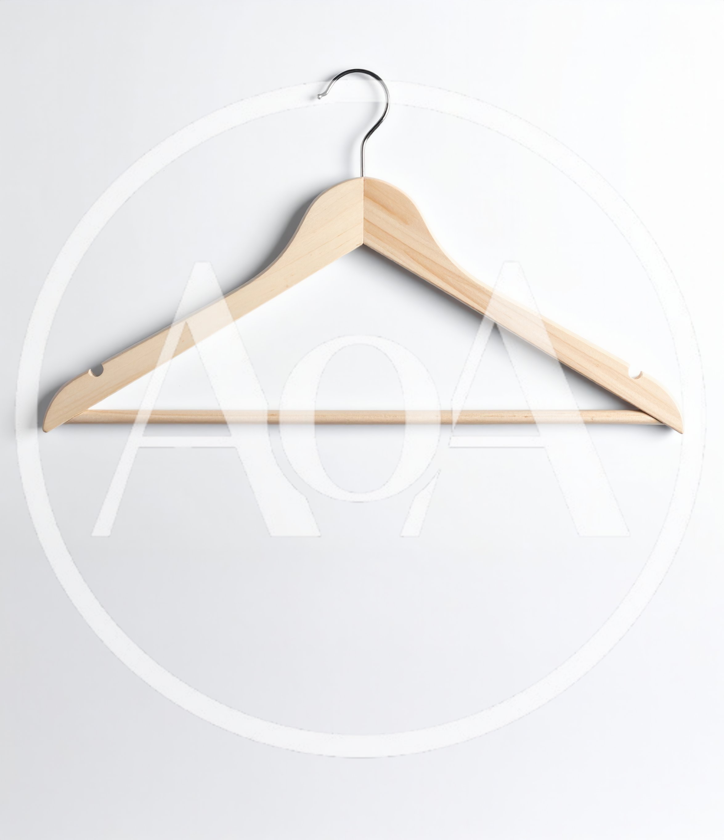 Wooden Clothes Hanger Isolated On White Background