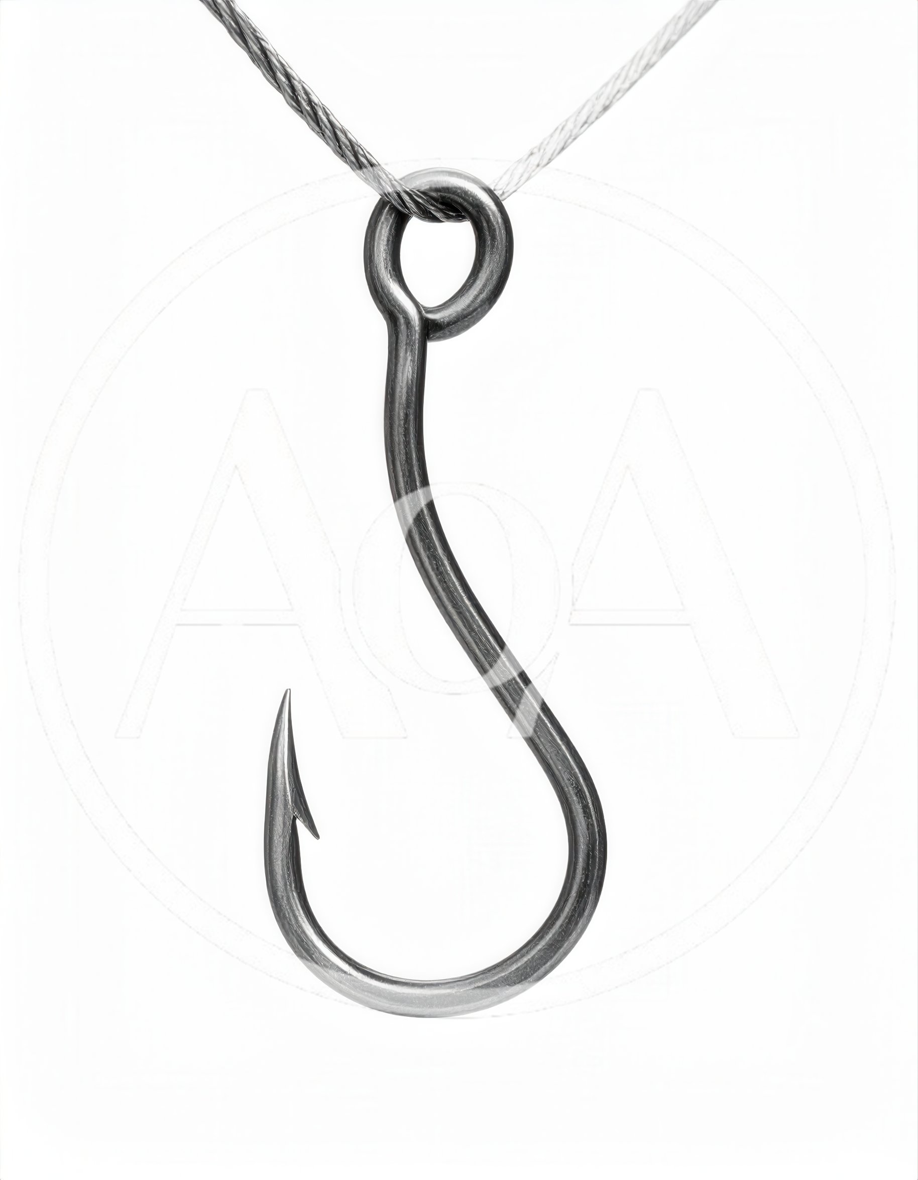 Single Metal Fishing Hook Hanging On Wire