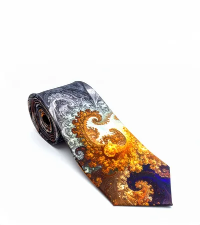 Rolled Necktie With Fractal Art Pattern