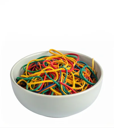 Bowl Filled With Colorful Rubber Bands