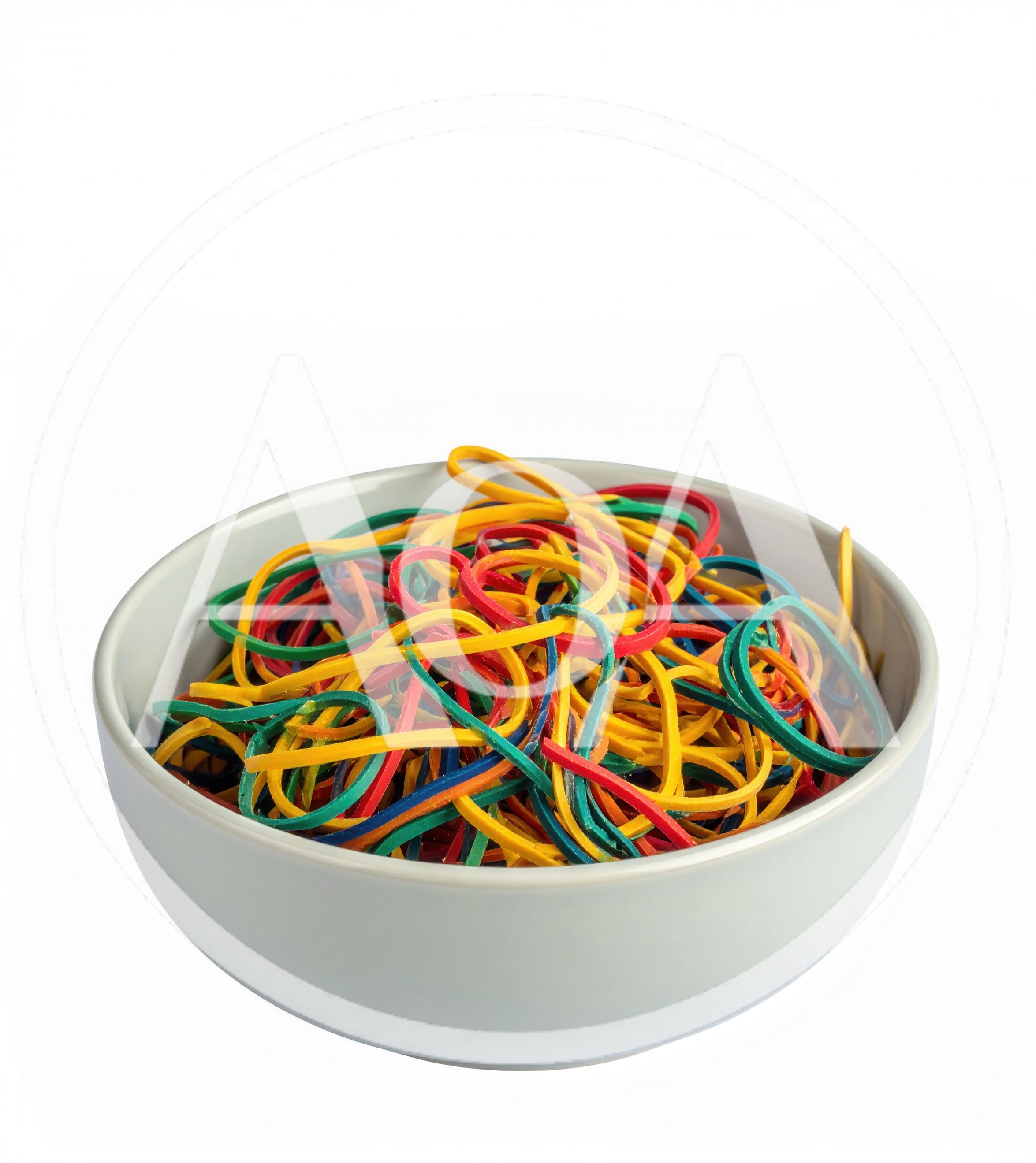 Bowl Filled With Colorful Rubber Bands