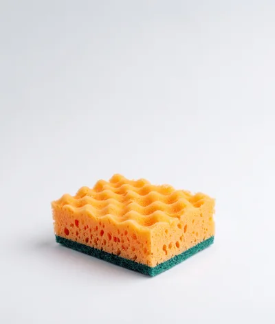 Single Yellow Kitchen Sponge With Green Scouring Pad