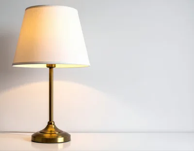 Modern Brass Table Lamp With White Shade
