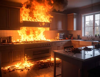 Kitchen Stove Engulfed In Intense Fire