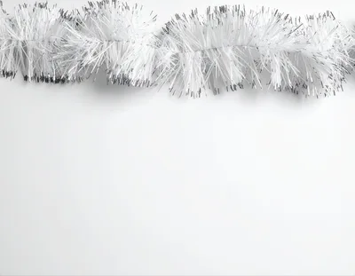 White Christmas Tinsel Garland On White Background