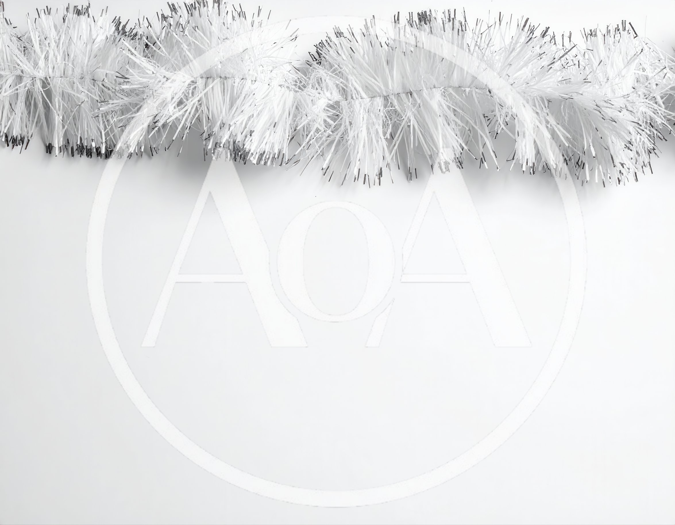 White Christmas Tinsel Garland On White Background