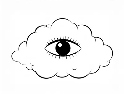 Minimalist Line Art Illustration Of An Eye In A Cloud