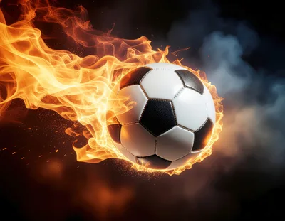 Soccer Ball Engulfed In Intense Flames