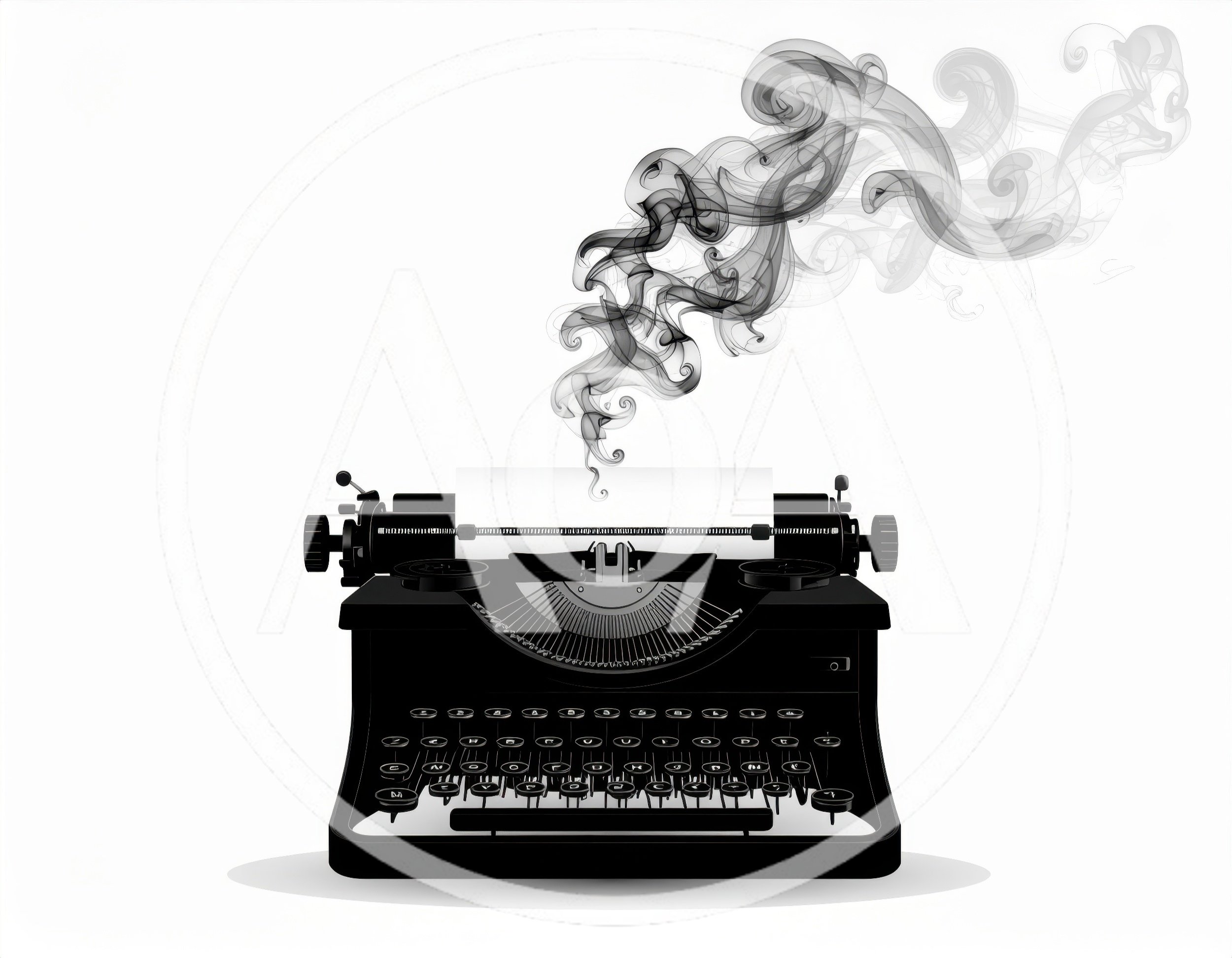 Vintage Typewriter With Rising Smoke Illustration