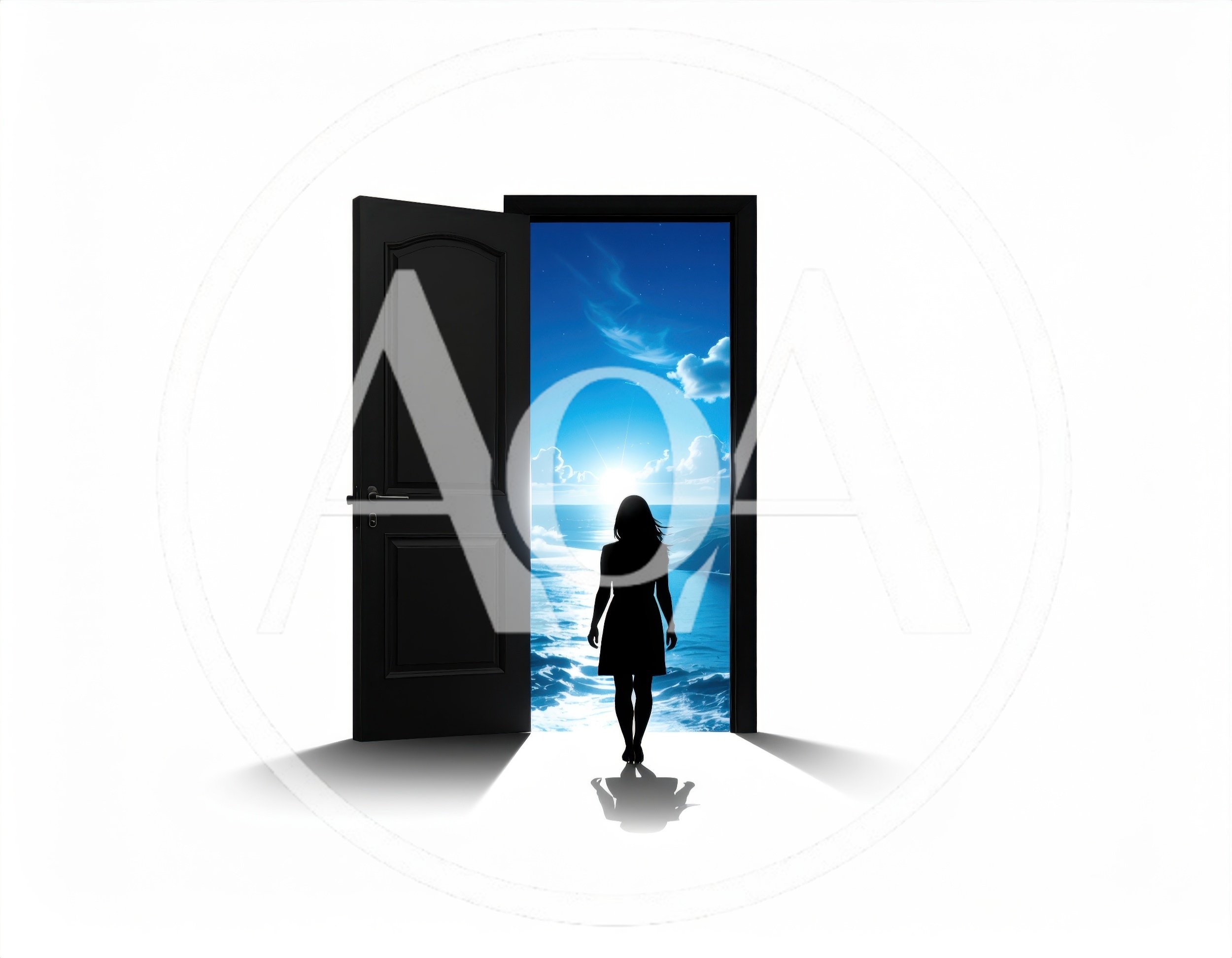 Silhouette Of A Woman Walking Through An Open Door