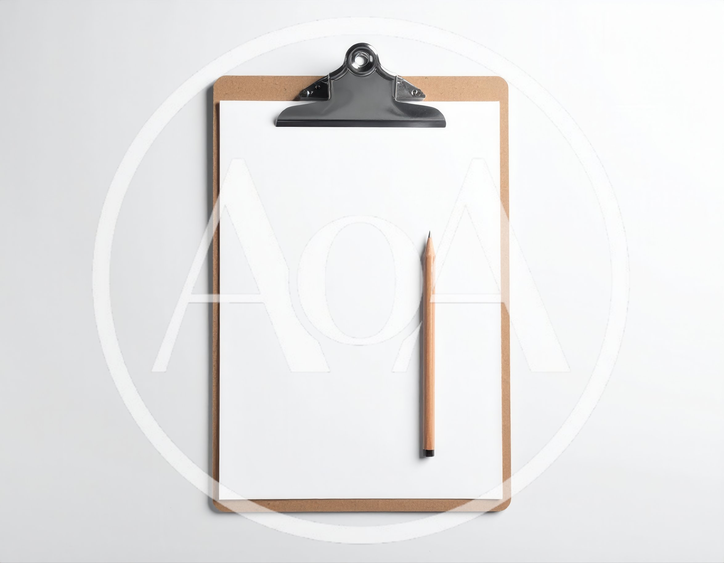 Clipboard With Blank Paper And Pencil On White Background