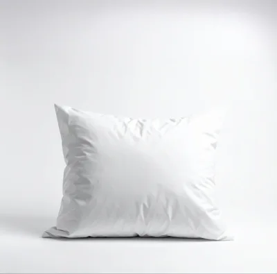 White Square Pillow On Plain Background