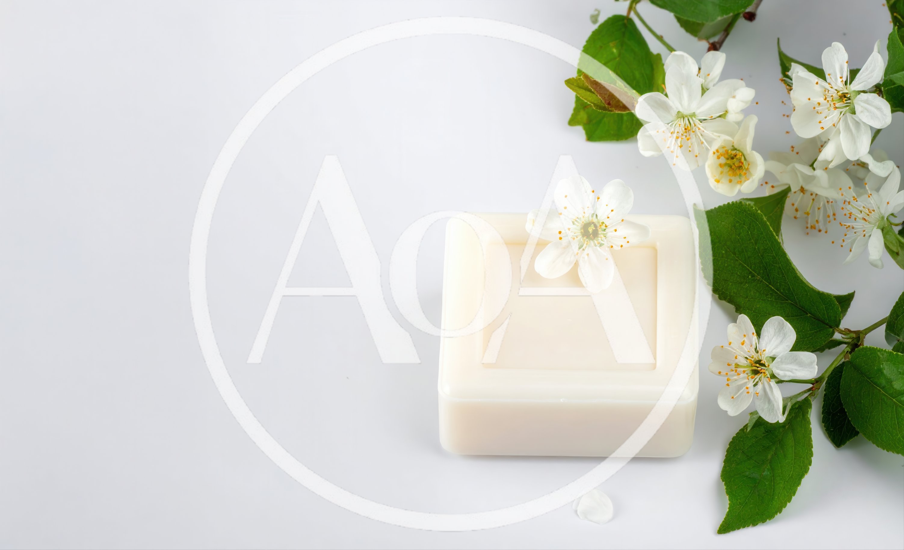 White Soap Bar With Cherry Blossoms