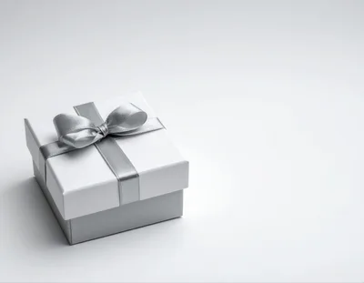 White Gift Box With Silver Ribbon