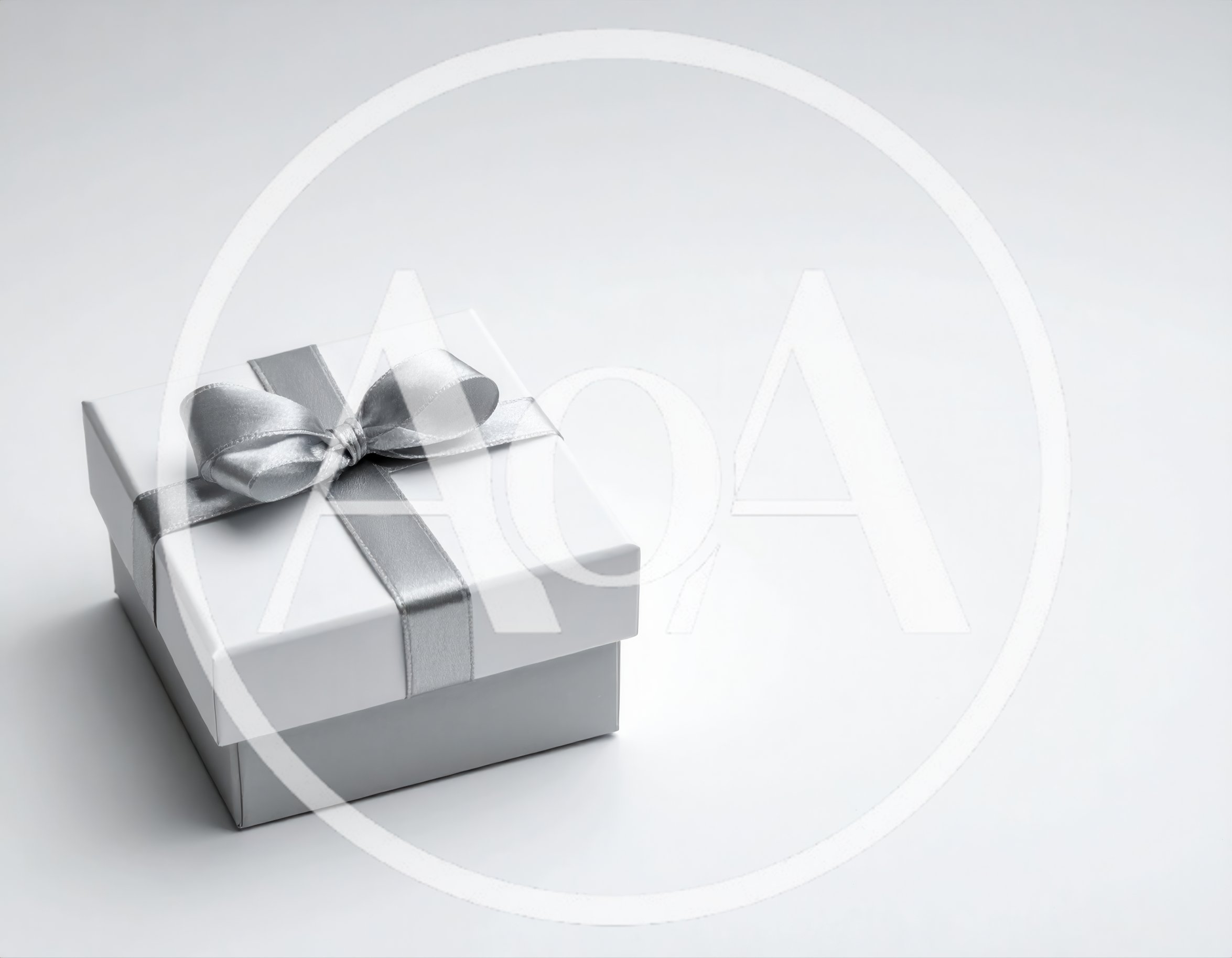 White Gift Box With Silver Ribbon