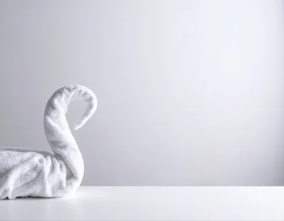 White Towel Swan Folded On A Table