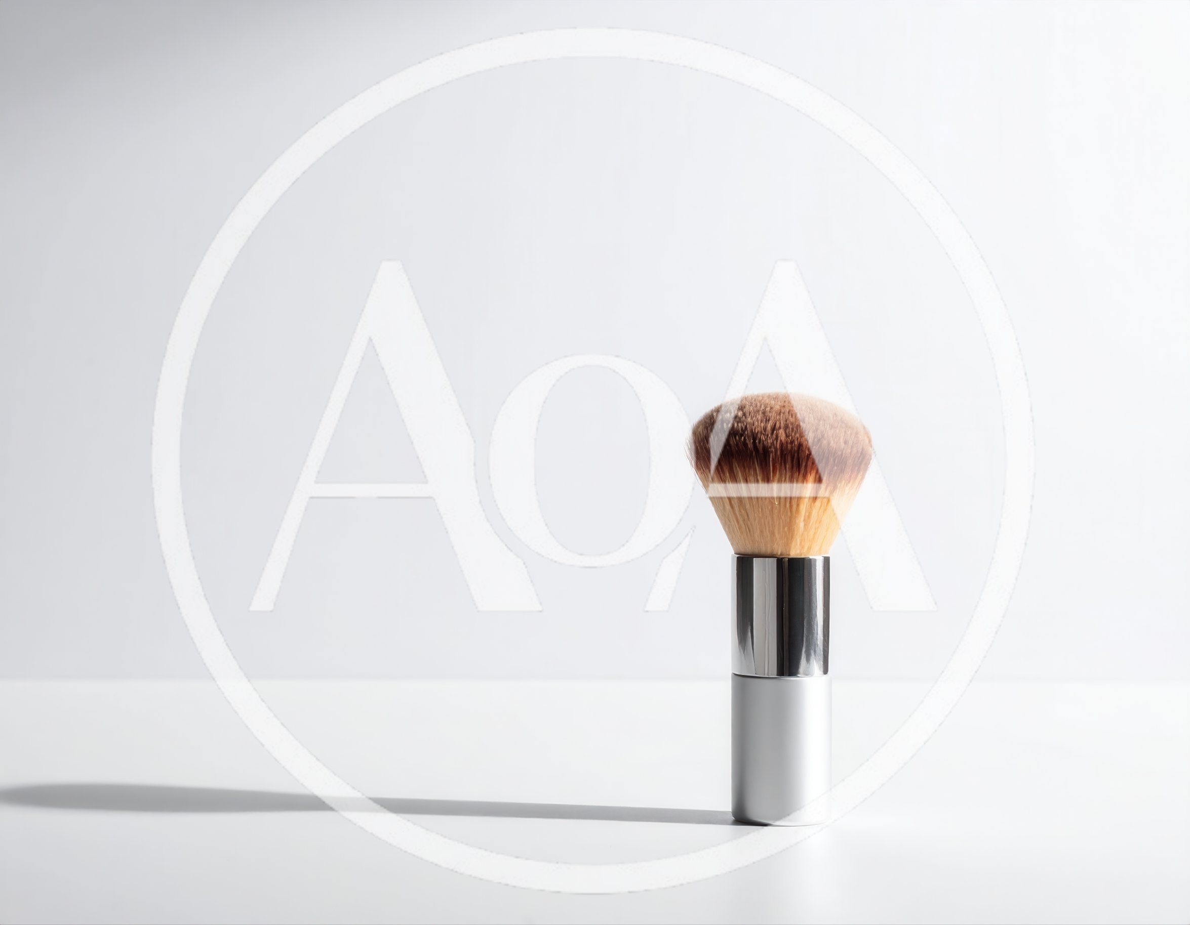 Makeup Powder Brush Standing On White Surface