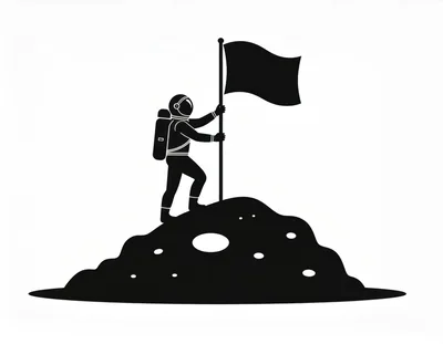 Astronaut Planting A Flag On A Lunar Surface