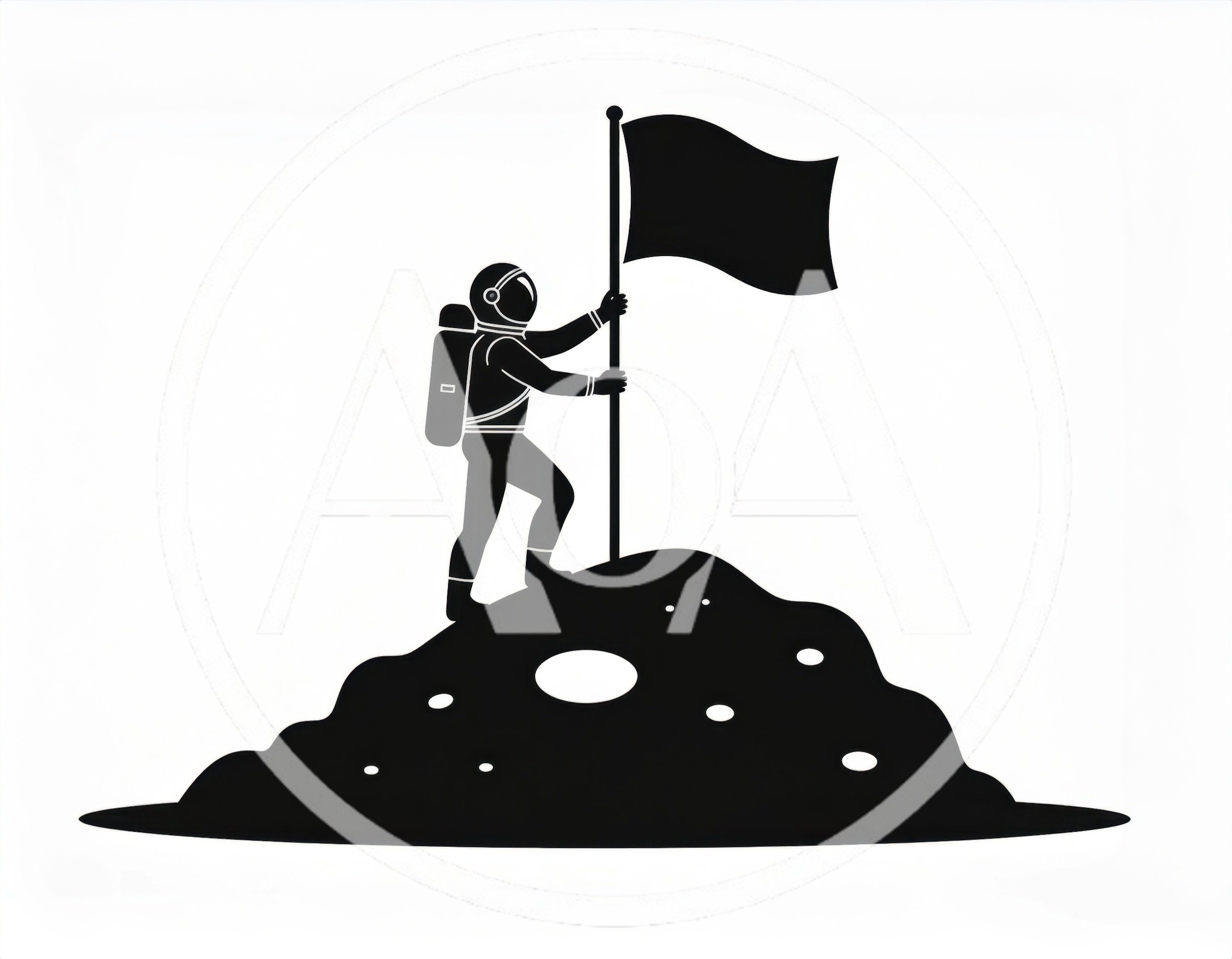 Astronaut Planting A Flag On A Lunar Surface