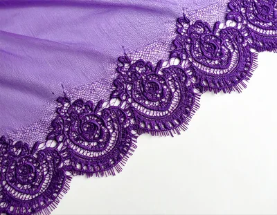 Purple Lace Trim on Sheer Fabric