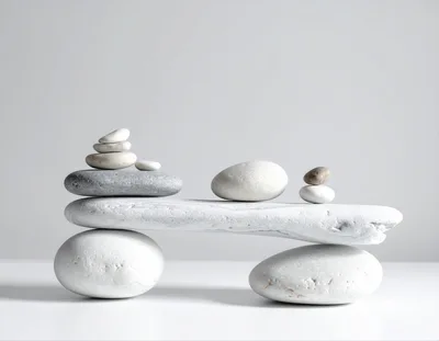 Zen Stone Balance Sculpture on White Background