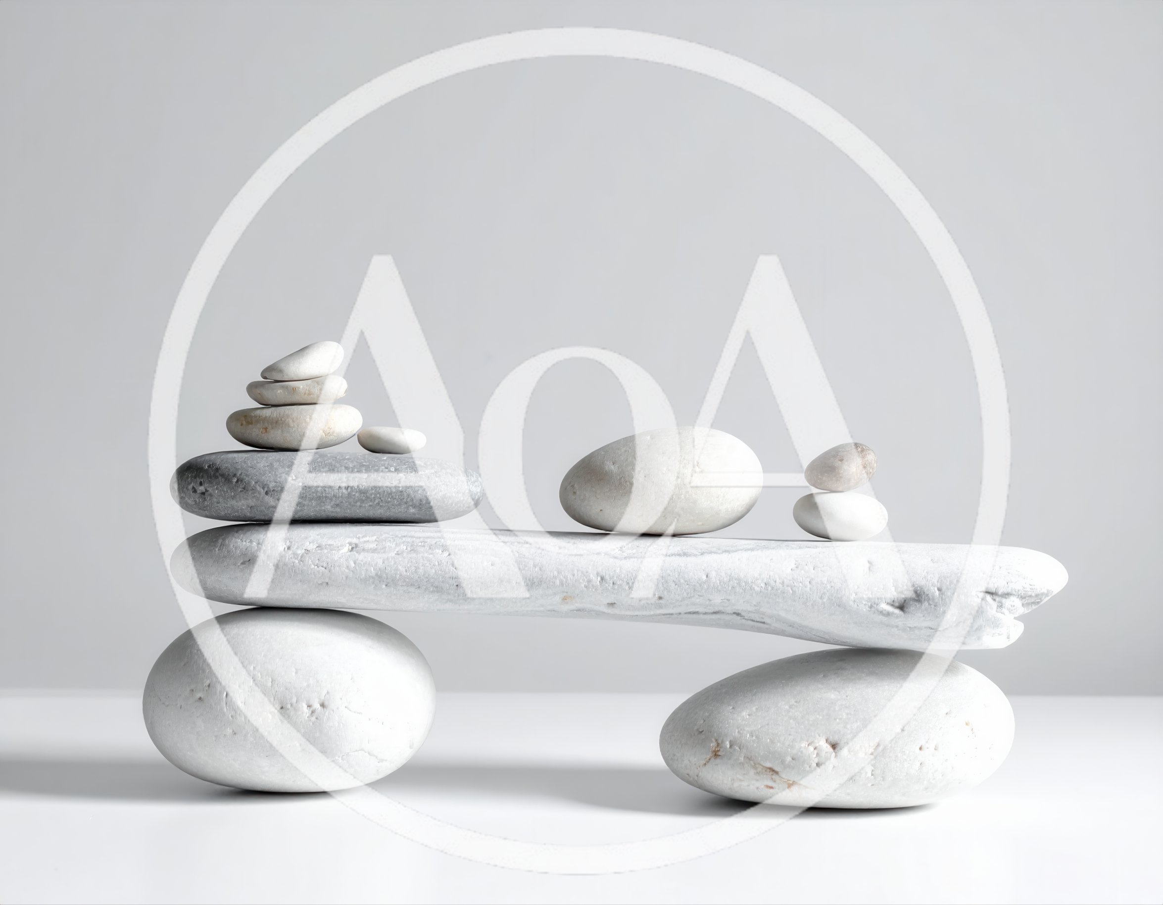 Zen Stone Balance Sculpture on White Background
