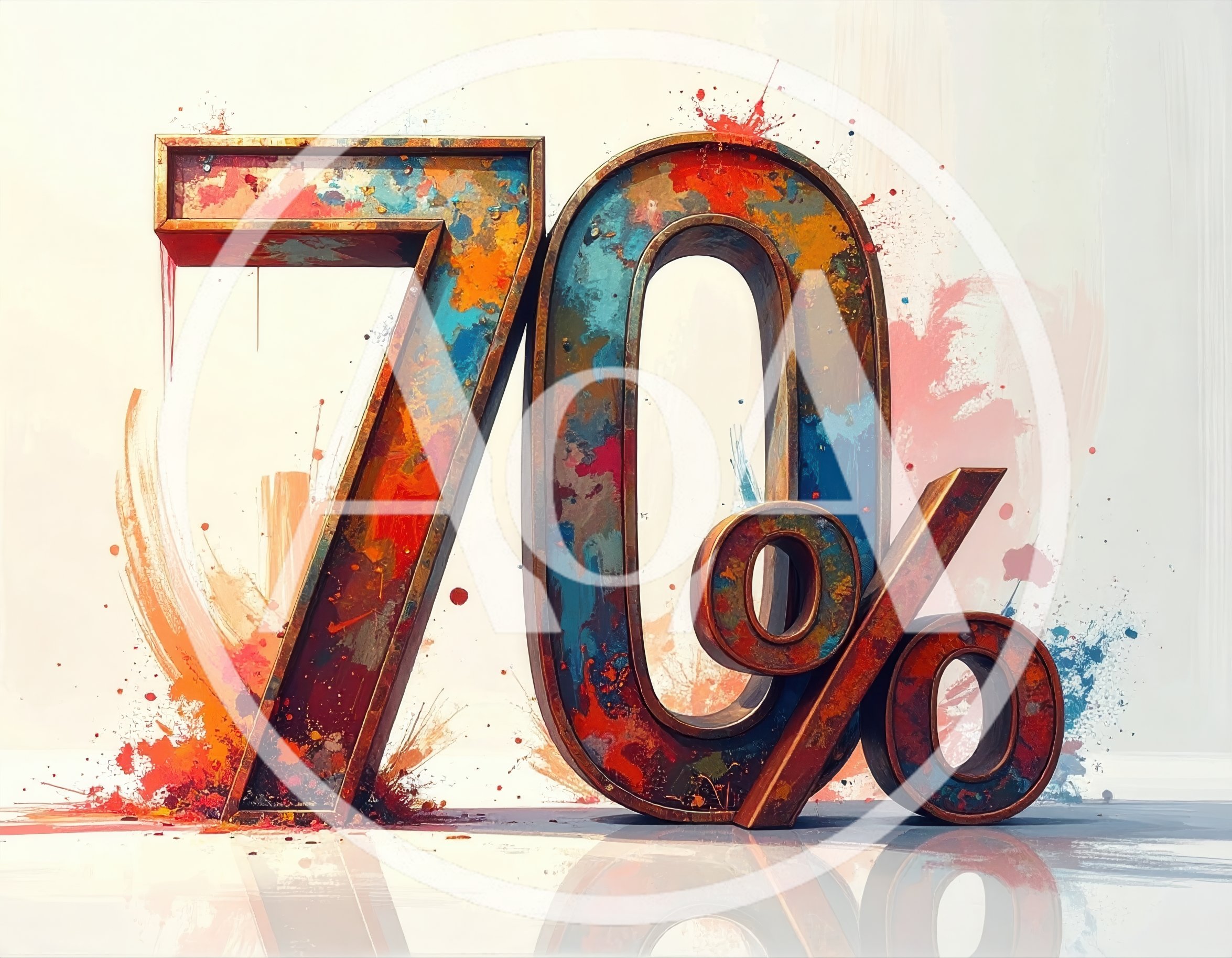 Abstract Seventy Percent Discount Sign With Paint Splatter