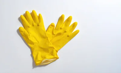 Pair Of Yellow Rubber Cleaning Gloves