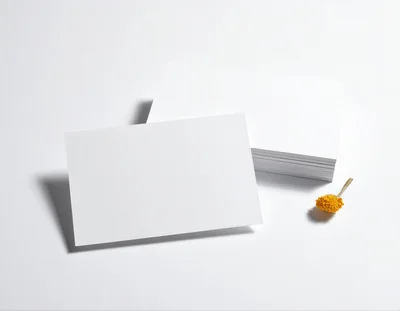 Blank Business Cards With A Small Yellow Flower