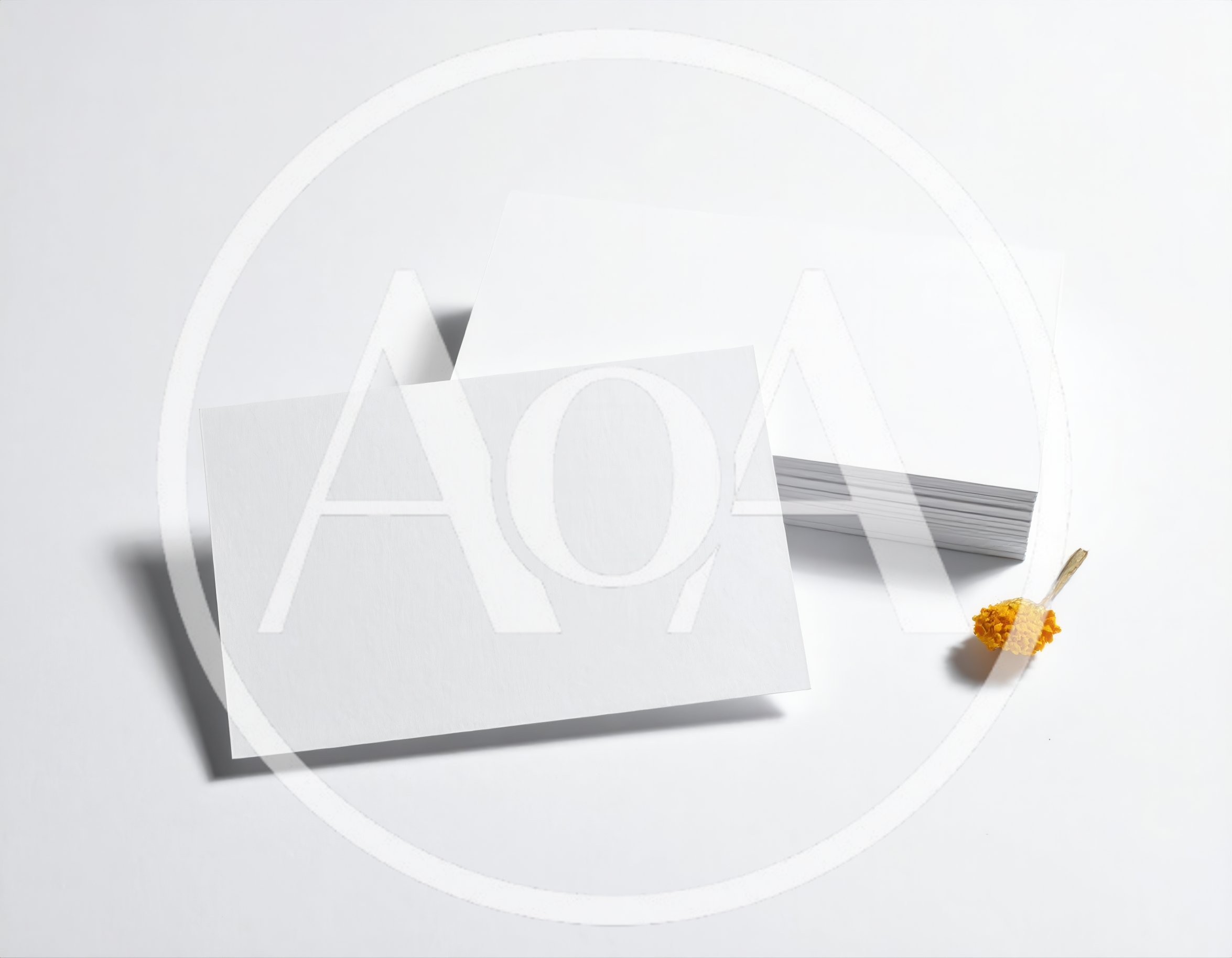 Blank Business Cards With A Small Yellow Flower