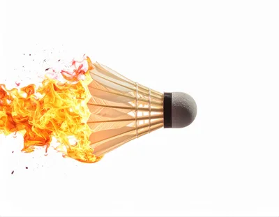 Flaming Badminton Shuttlecock Flying Through The Air
