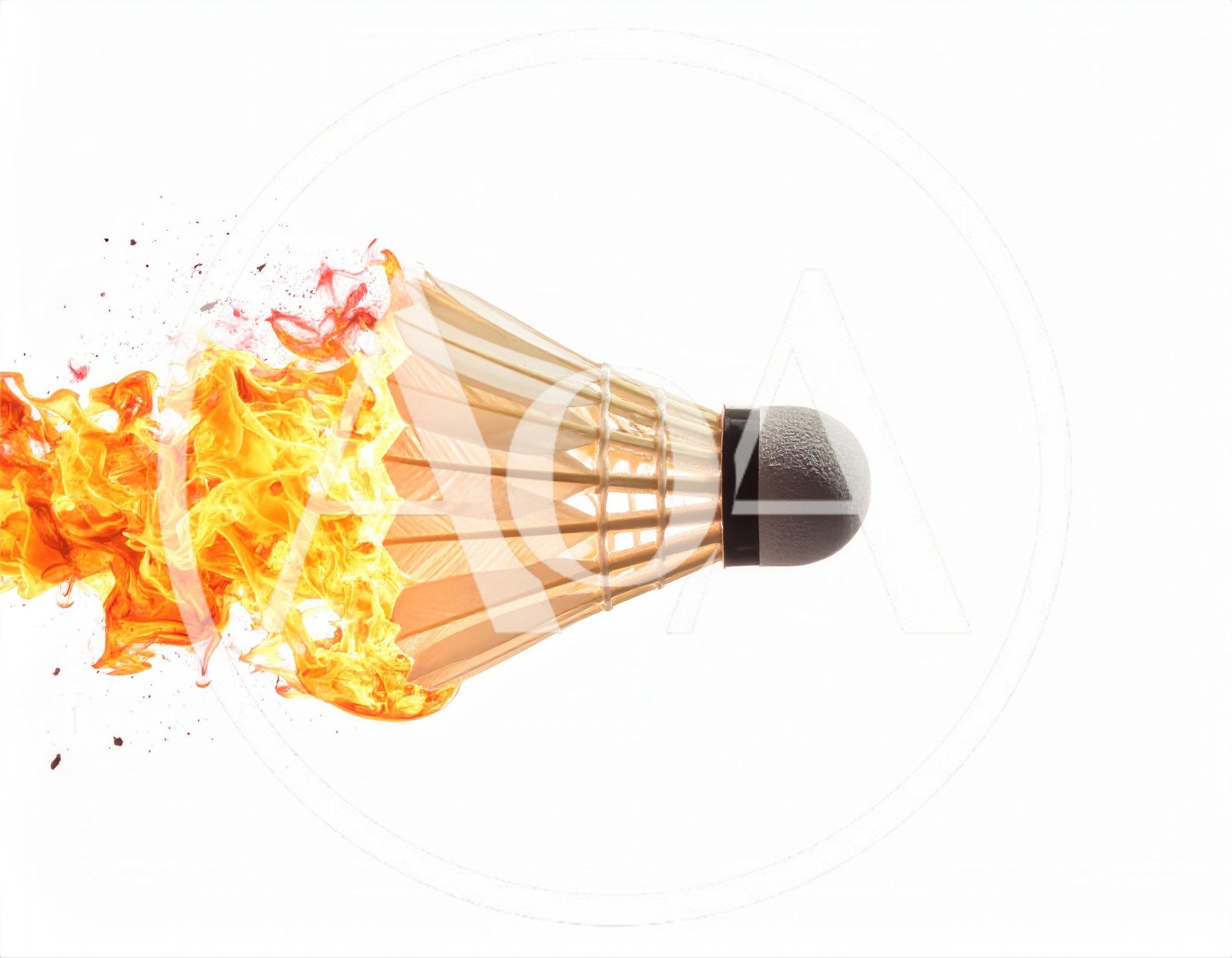 Flaming Badminton Shuttlecock Flying Through The Air