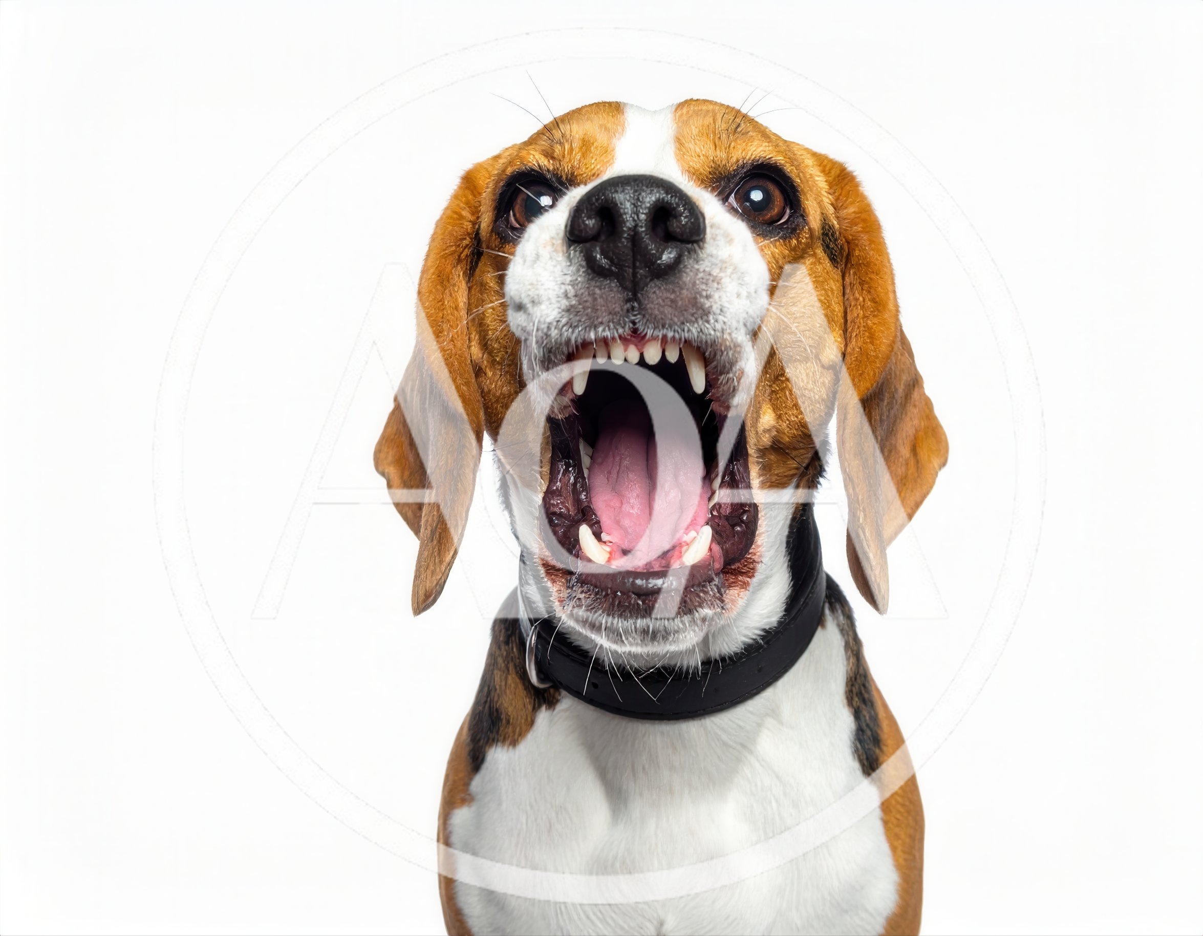 Aggressive Beagle Dog Barking With Mouth Open