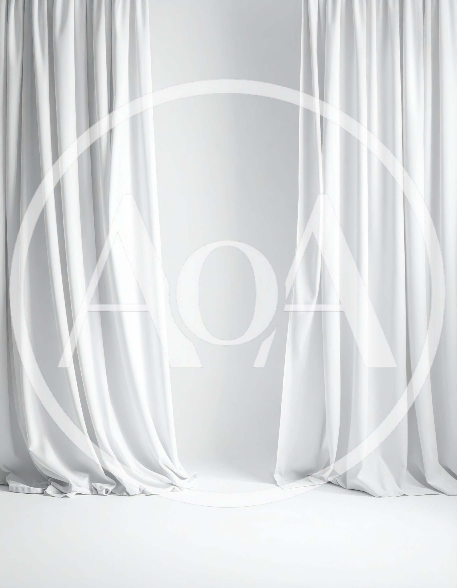 White Curtains Hanging Against A Plain Background