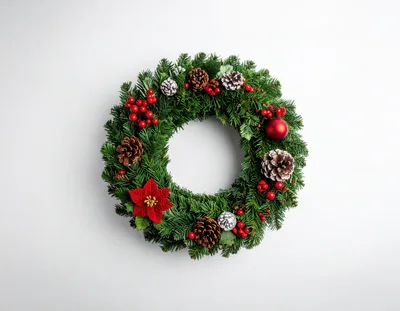 Christmas Wreath With Pinecones And Berries