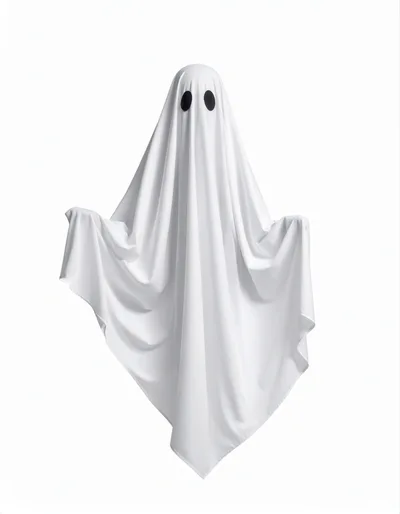 Classic White Sheet Ghost Costume Isolated On White