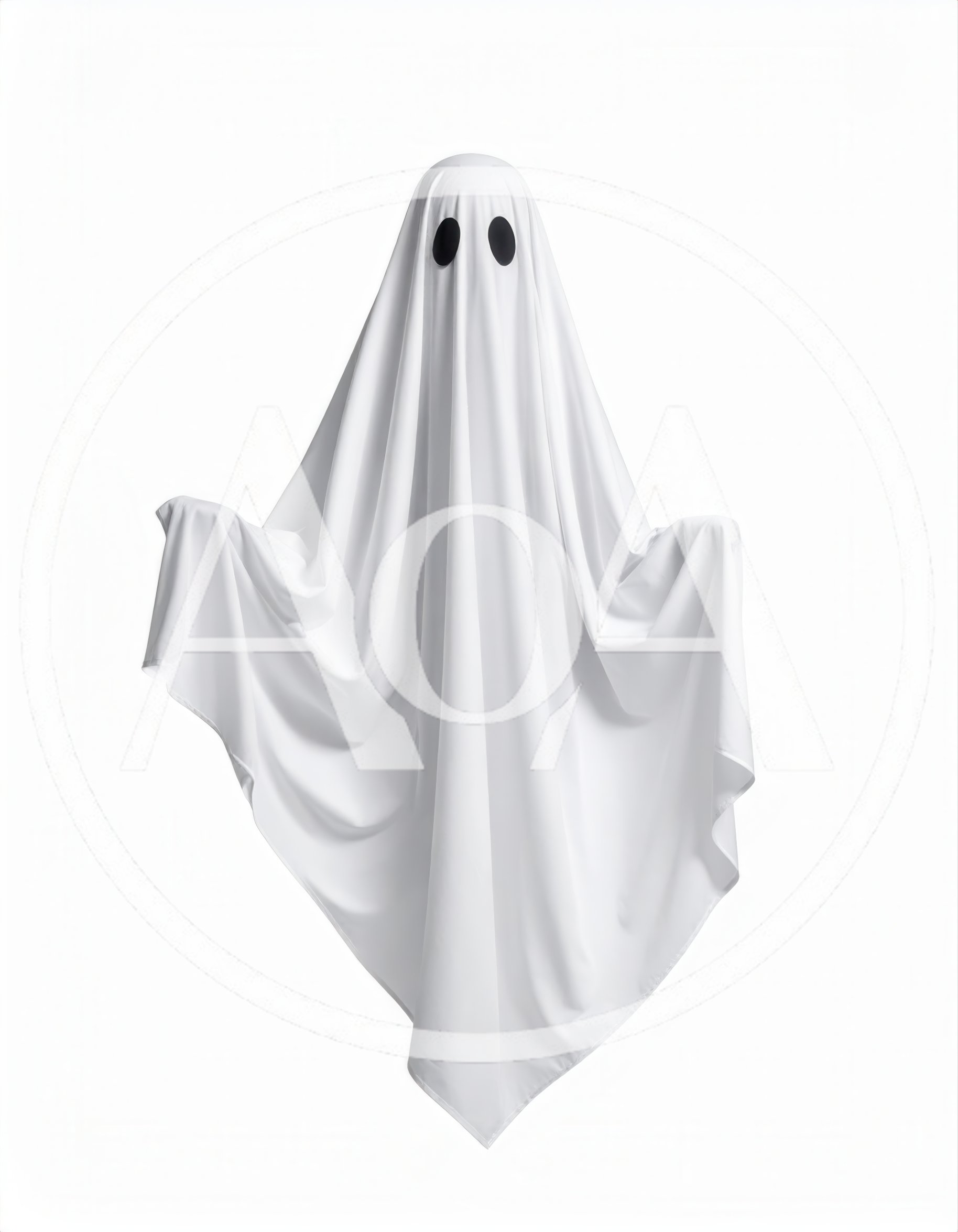 Classic White Sheet Ghost Costume Isolated On White