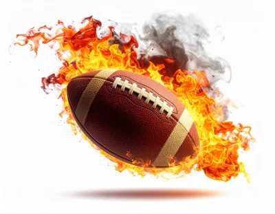 American Football Ball Engulfed In Intense Flames