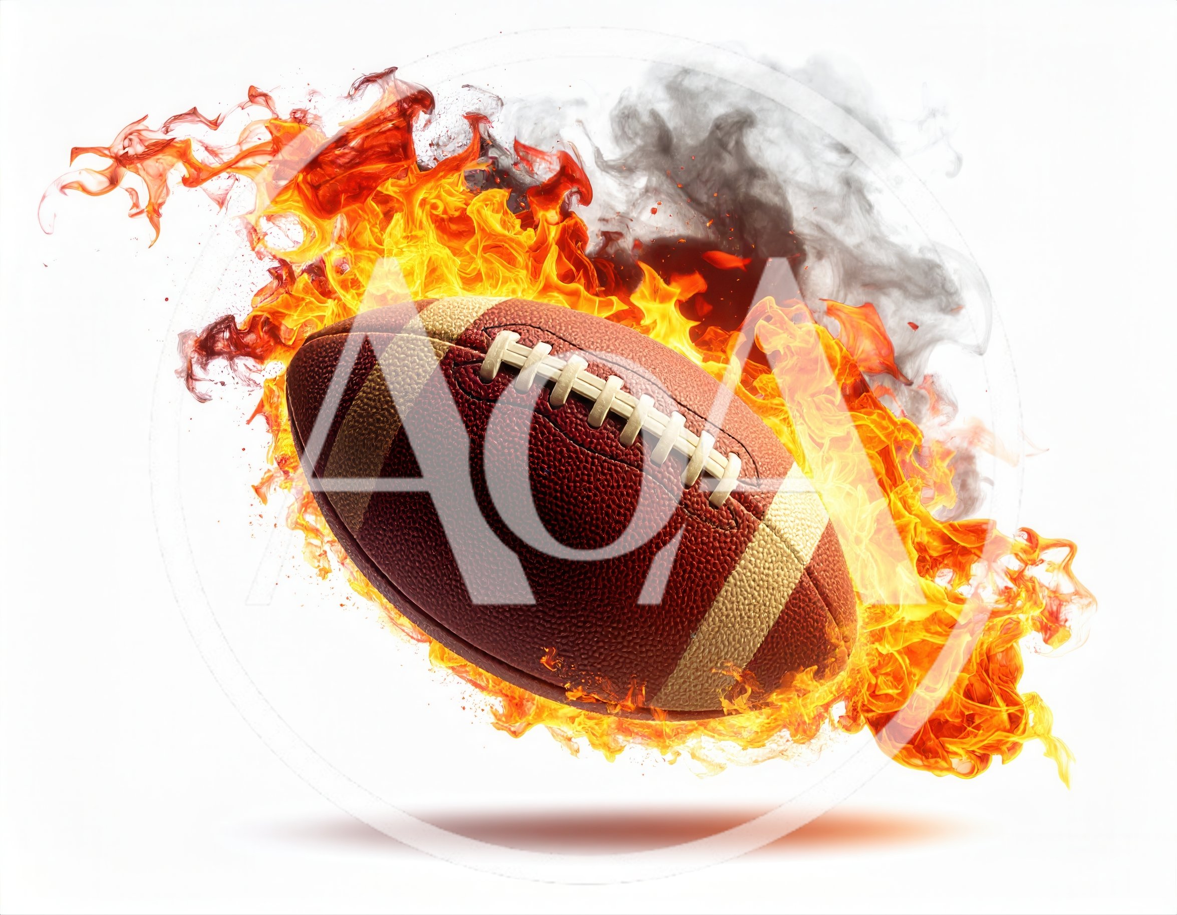 American Football Ball Engulfed In Intense Flames