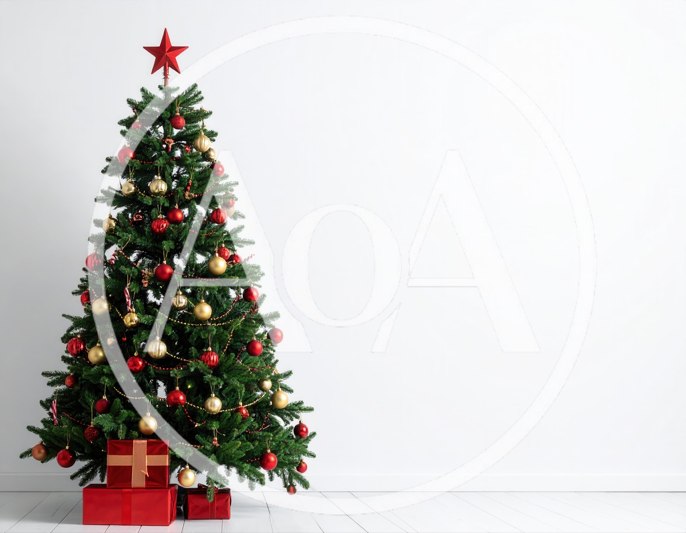 Decorated Christmas Tree With Red Gift Boxes