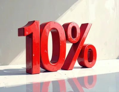 Red 3D Ten Percent Discount Sign