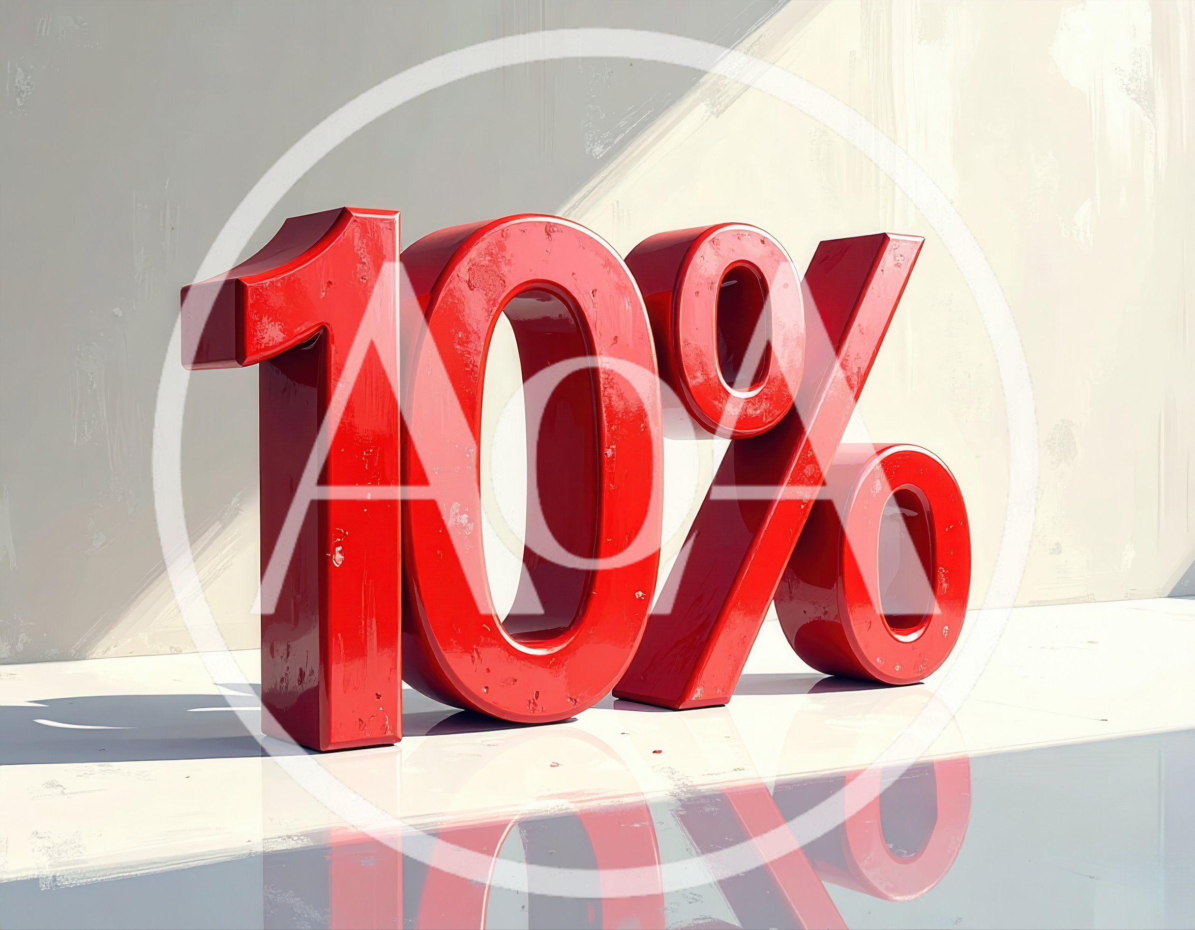 Red 3D Ten Percent Discount Sign