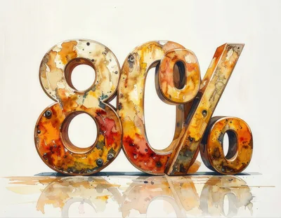 Watercolor Illustration Of Eighty Percent Discount Sign
