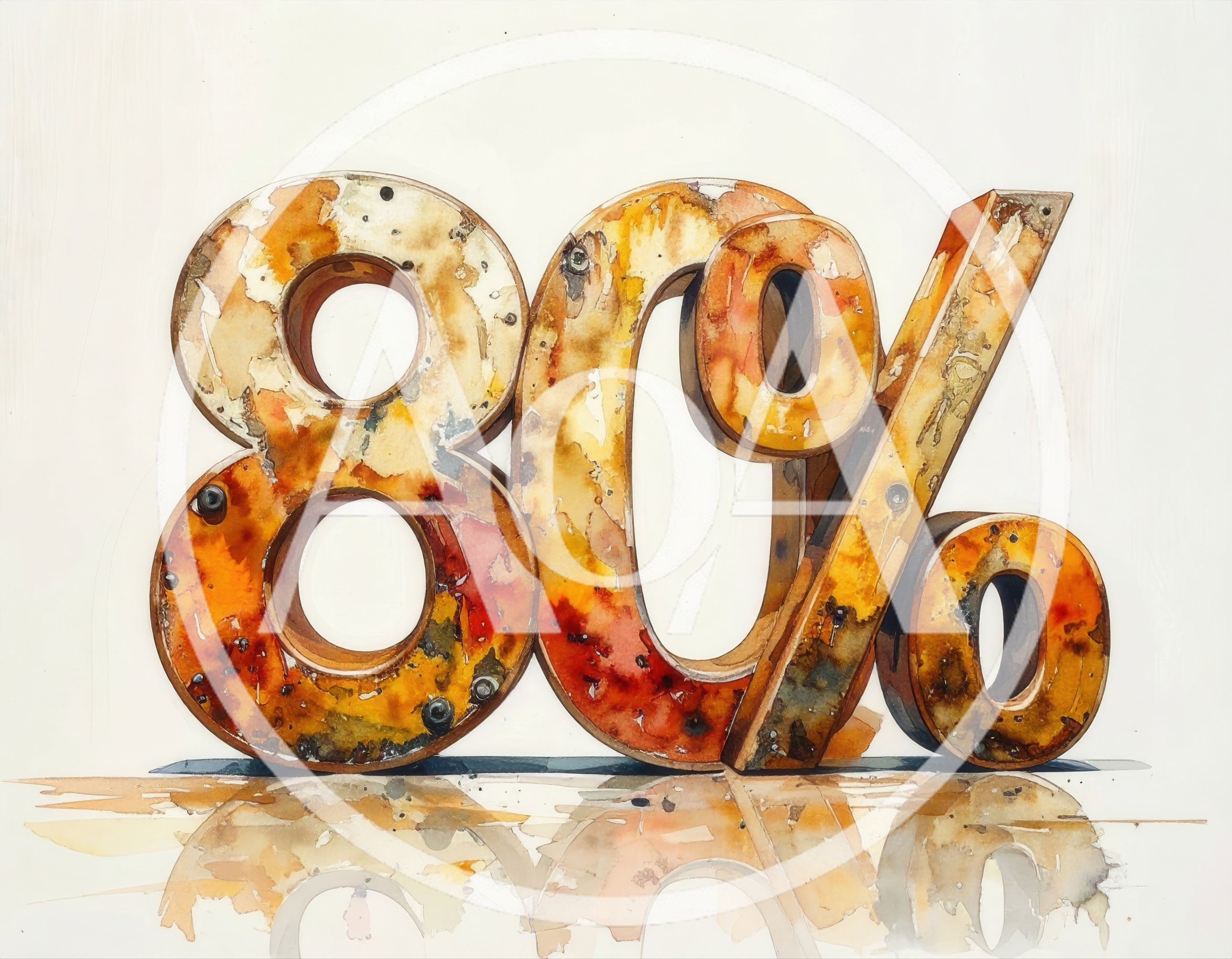 Watercolor Illustration Of Eighty Percent Discount Sign