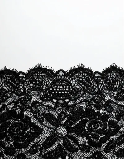 Black Floral Lace Fabric Texture