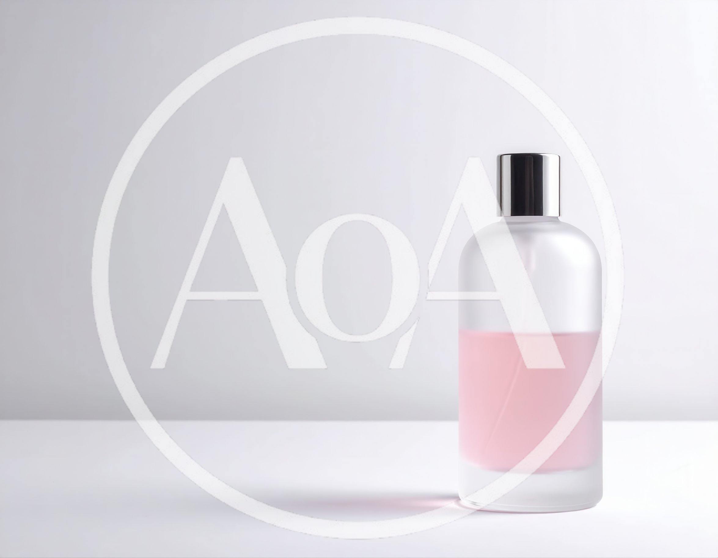Frosted Glass Perfume Bottle With Pink Liquid