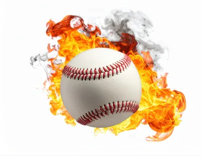Baseball Engulfed In Intense Flames And Smoke