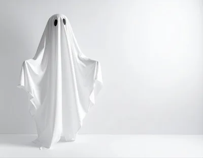 Person Dressed As A Classic White Sheet Ghost