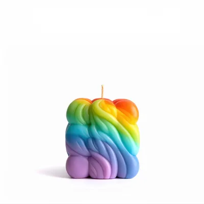 Rainbow Colored Sculptural Bubble Candle